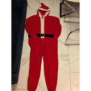 North Pole Trading Co. Adult Unisex Red Santa Jumpsuit W/ Fur PJs Sz 1XL